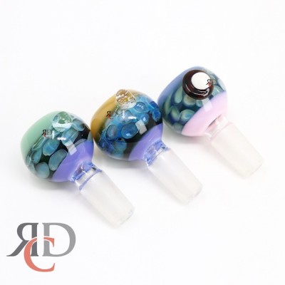 GLASS BOWL MILKY/ SLIME TUBE HONEYCOMB BMD124-14MM 1CT